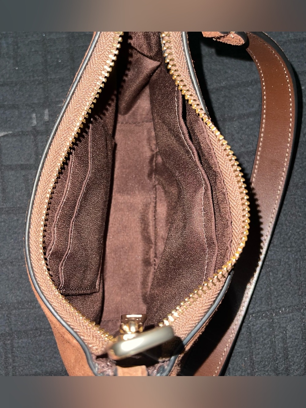 Coach Brown Suede Shoulder Bag with Gold Hardware - Picture 11 of 11